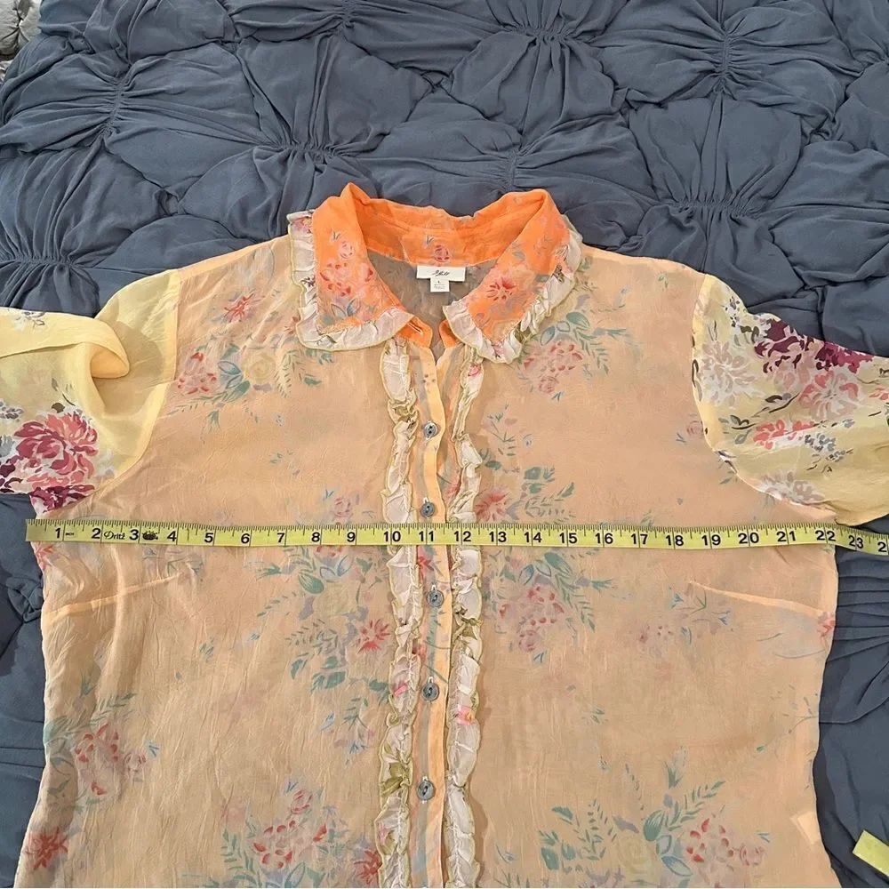 J. Jill Rayon Floral Ruffle Button Down - Picture 8 of 9